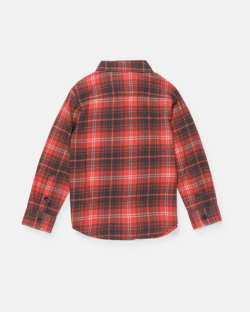 Volcom Toddler Boys Caden Plaid Long Sleeve Shirt - Red
