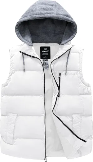 wantdo Men's Quilted Winter Vest Thicken Sleeveless Jacket with Detachable Hood