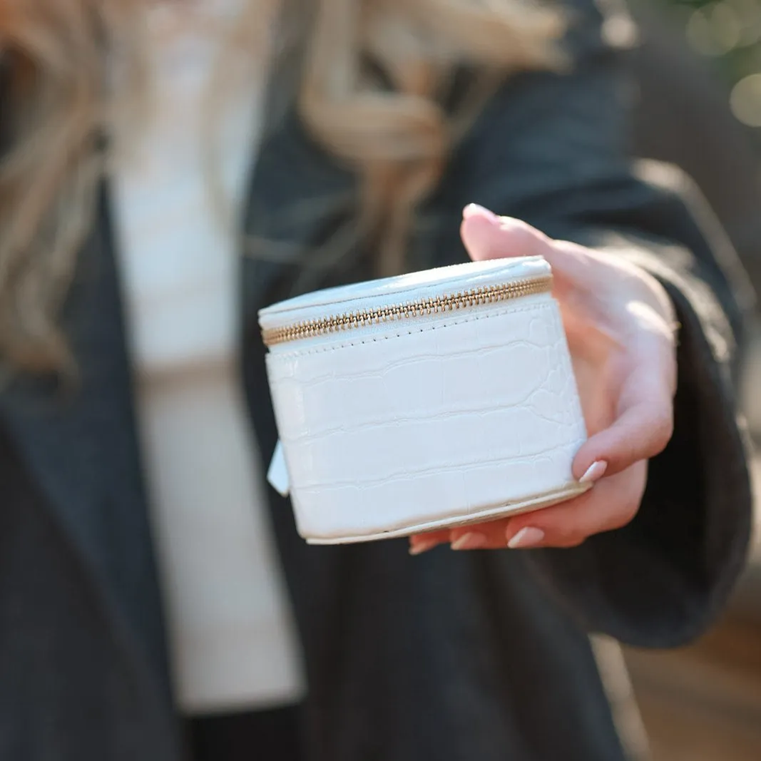 White Crocodile Globetrotter Jewelry Case