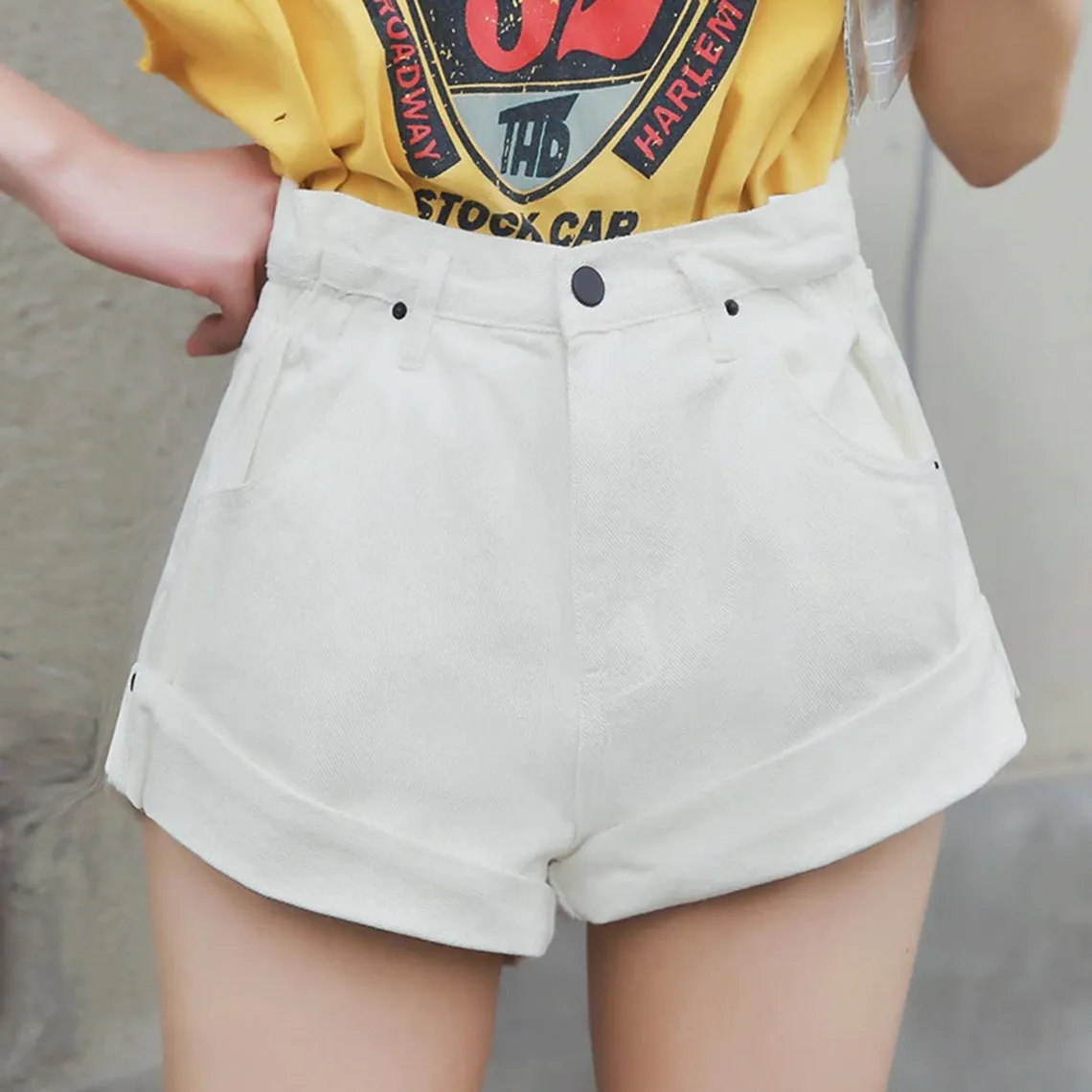 Wide Leg Vintage High Waist Women's Denim Shorts