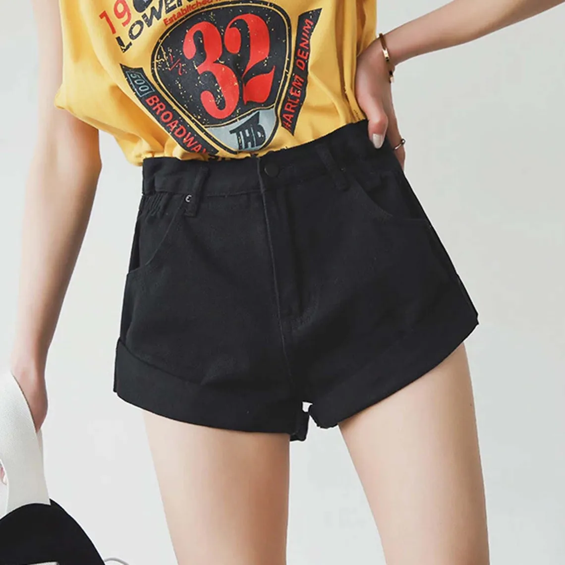 Wide Leg Vintage High Waist Women's Denim Shorts