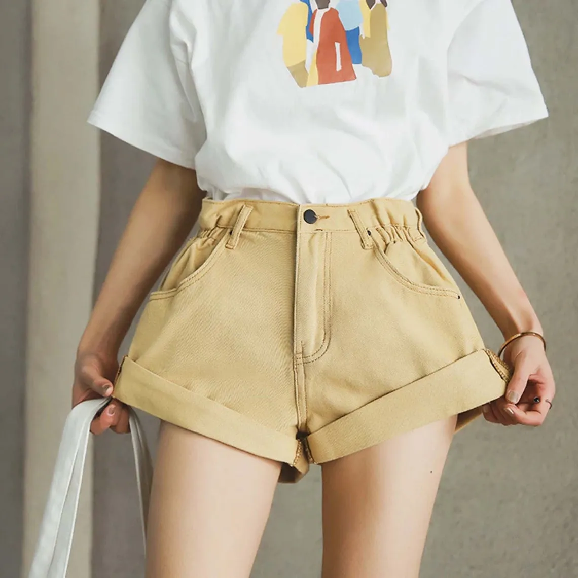 Wide Leg Vintage High Waist Women's Denim Shorts