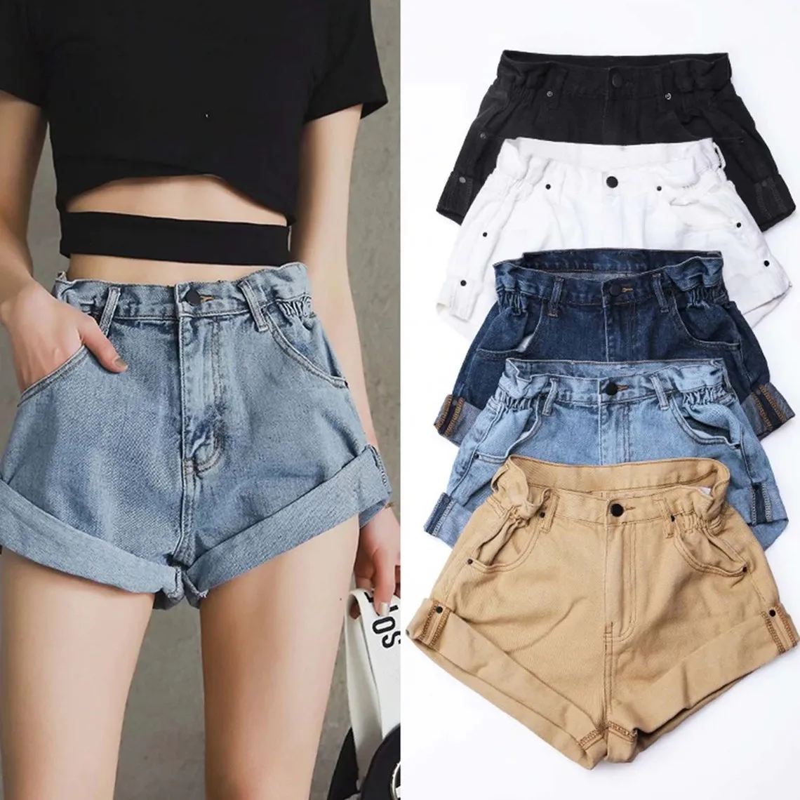 Wide Leg Vintage High Waist Women's Denim Shorts