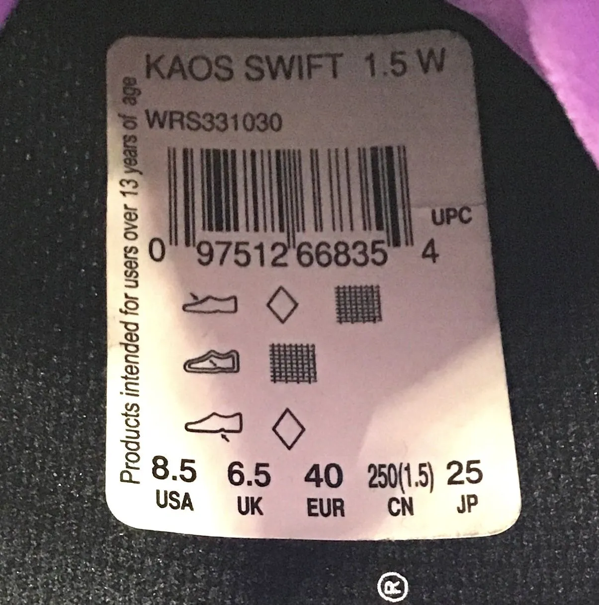 Wilson Women's Kaos Swift 1.5 WRS331030 Purple Blue Athletic Shoes - Size 8.5