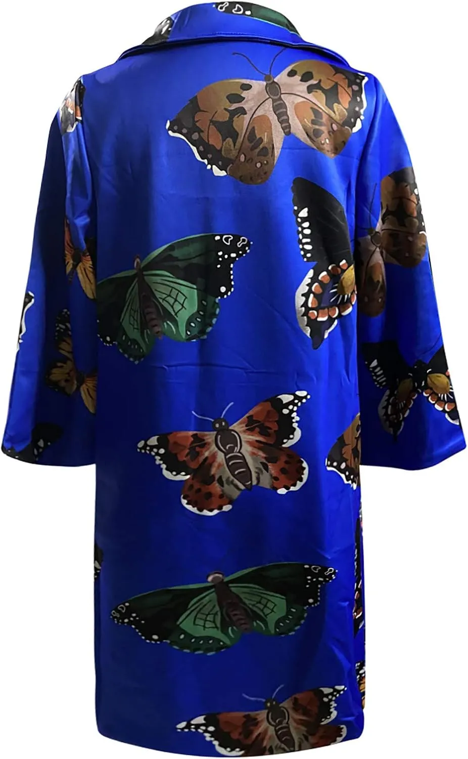 Women Fashion Dolphin Printed Pocket Jacket Outerwear Cardigan Overcoat Long Trench Windbreaker Coat