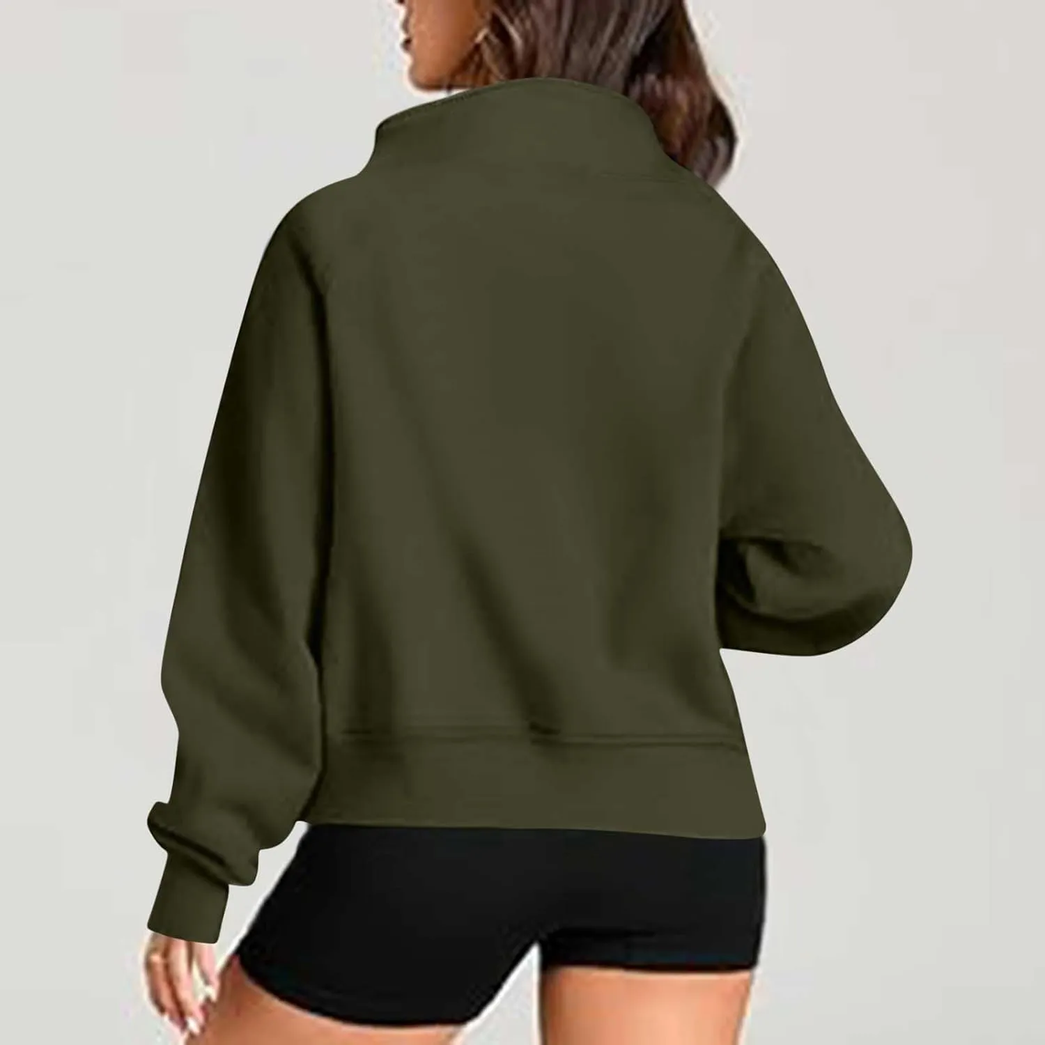 Women Half Zip Up Sweatshirts Trendy Long Sleeve Plain Pullover Fall Casual Oversized Tops Winter Comfort Clothes