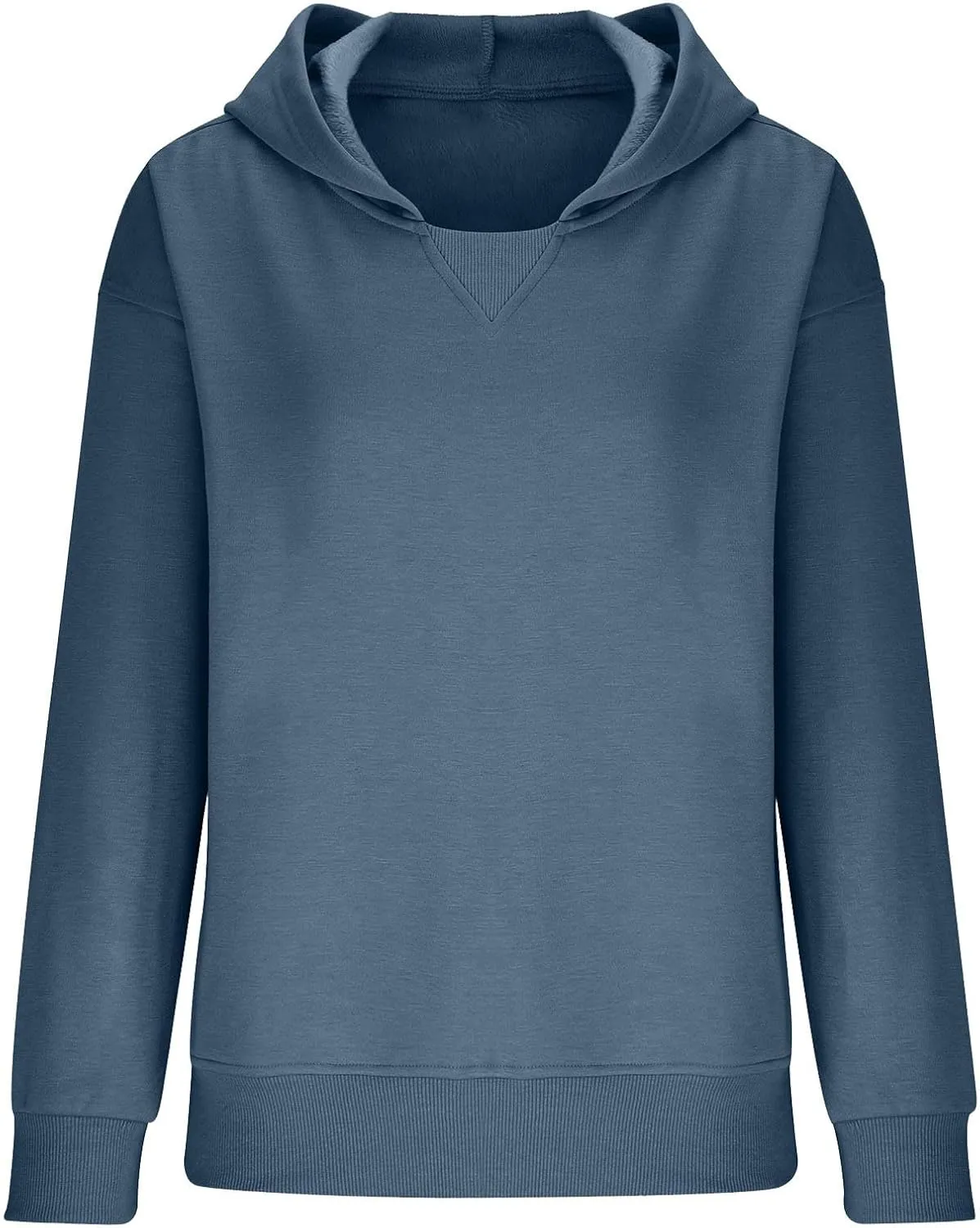 Women Hoodies Casual Long Sleeve Sweatshirt Solid Color Loose Pullover Tops 2023 Plus Size Fall Blouses Shirts
