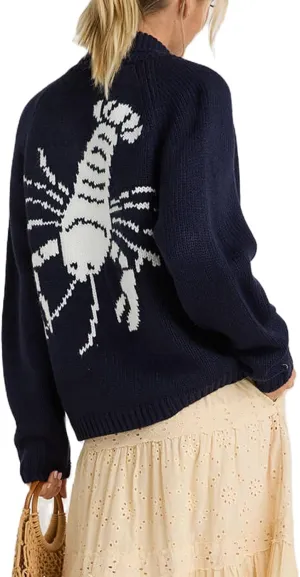 Women Lobster Cardigan Sweater Y2k Long Sleeve Button Down Chunky Knit Top Shirt Fall Winter Jacket Coats
