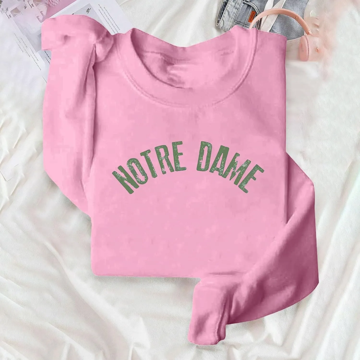 Women Oversized Sweatshirt Hoodies Letter Graphic Print Sweatshirts Casual Long Sleeve Crewneck Shirt Blouses