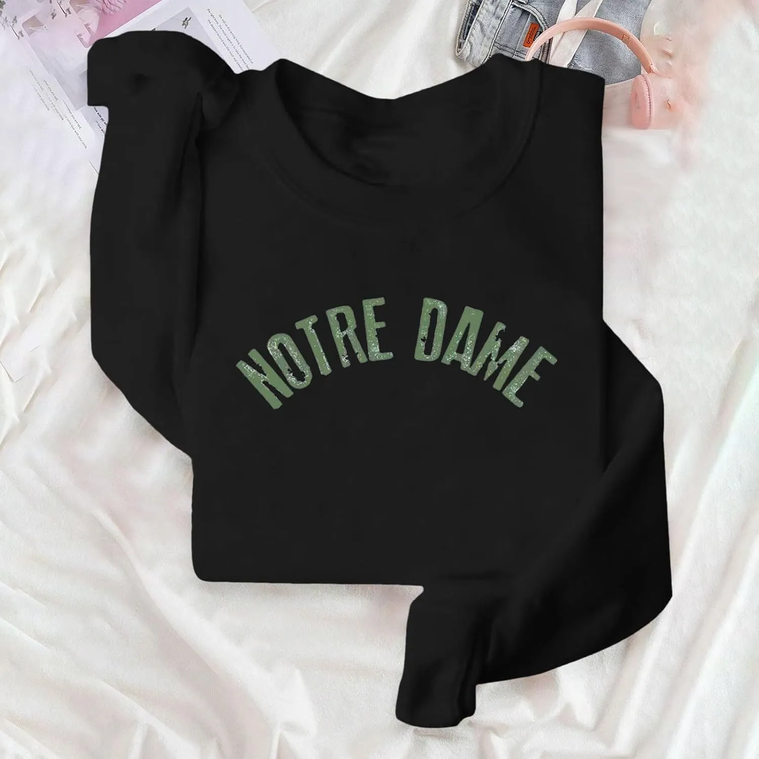 Women Oversized Sweatshirt Hoodies Letter Graphic Print Sweatshirts Casual Long Sleeve Crewneck Shirt Blouses