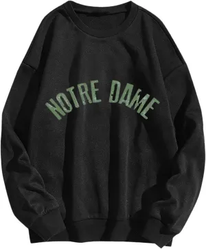 Women Oversized Sweatshirt Hoodies Letter Graphic Print Sweatshirts Casual Long Sleeve Crewneck Shirt Blouses