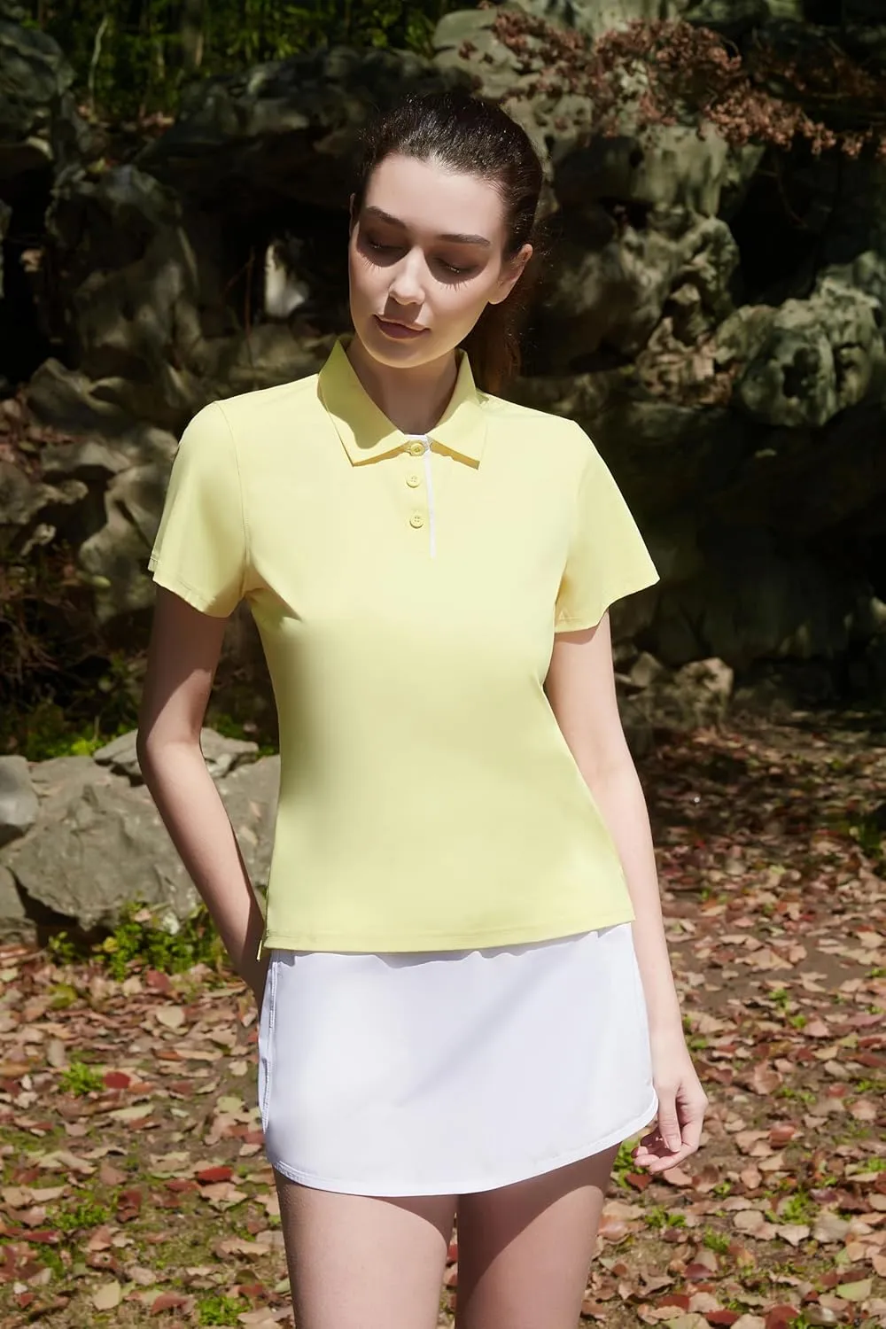 Women Print Golf Sport Polo Shirts Athletic Lightweight Quick Dry Slim Stretchable Tennis Short Sleeve Shirts