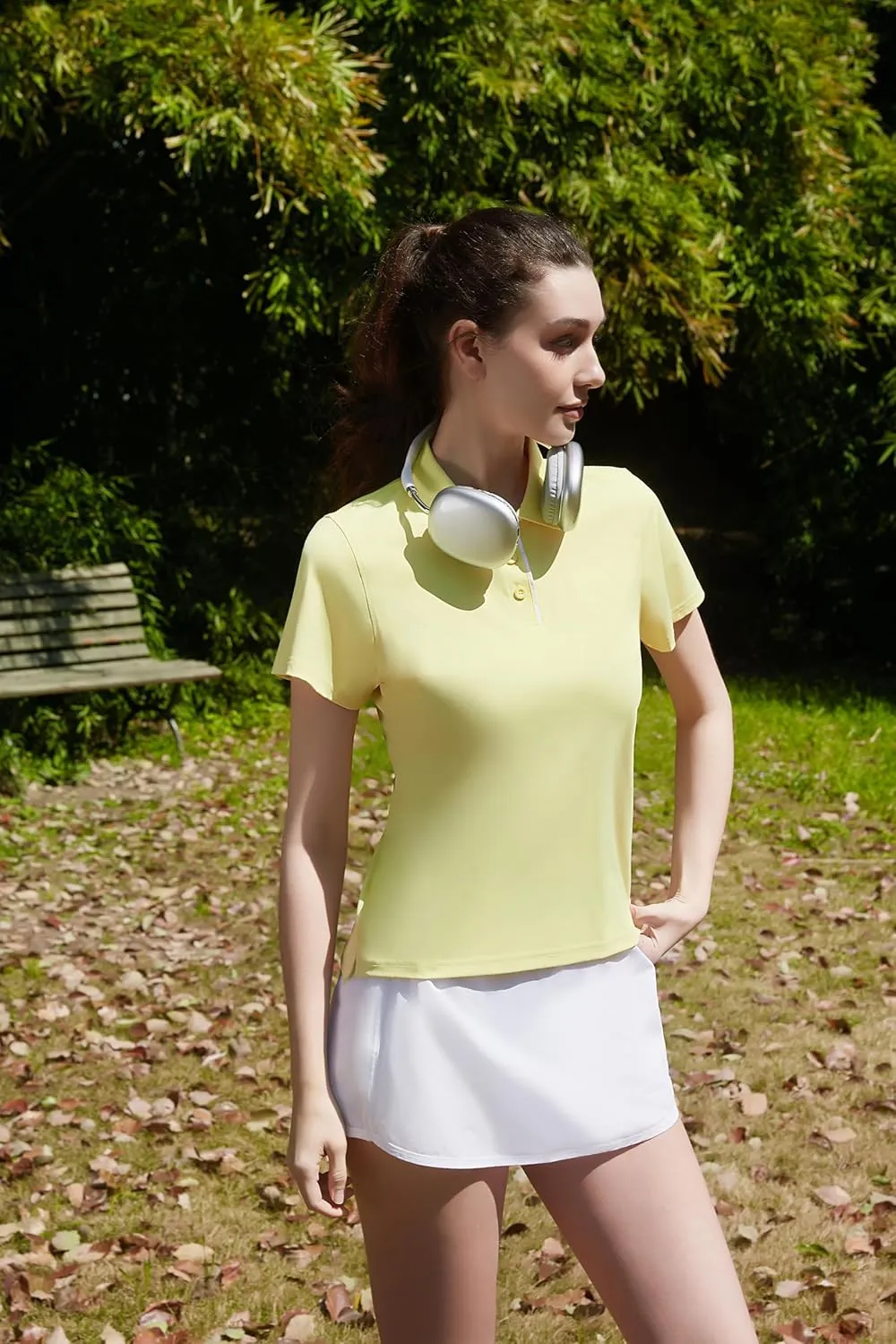 Women Print Golf Sport Polo Shirts Athletic Lightweight Quick Dry Slim Stretchable Tennis Short Sleeve Shirts