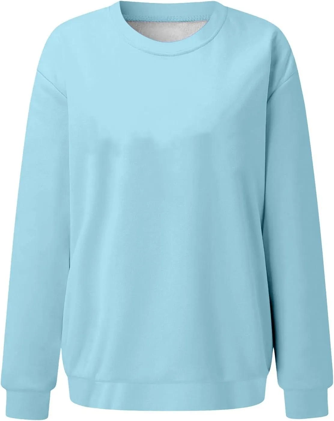 Women Solid Color Sweatshirt Long Sleeve Crewneck Pullover Fit Comfy Shirts Blouses 2025 Spring Fall Casual Tops