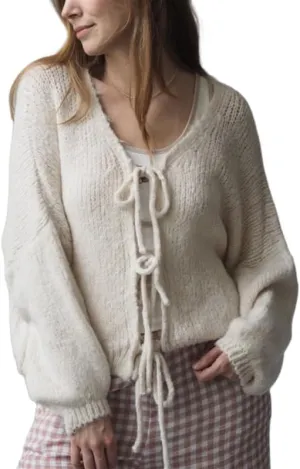Women Y2k Tie Front Knitted Cardigan Sweater Long Sleeve Open Front Oversized Cardigan Knitwear Tops Streetwear