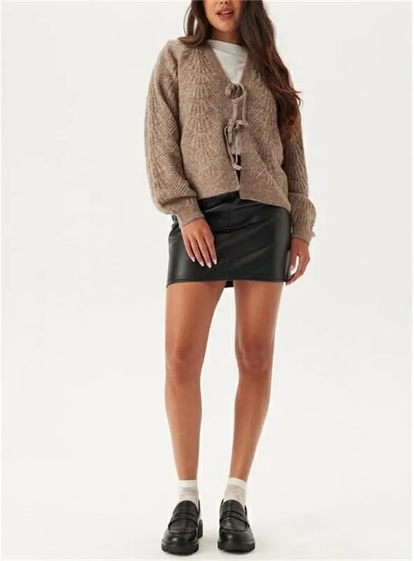 Women Y2k Tie Front Knitted Cardigan Sweater Long Sleeve Open Front Oversized Cardigan Knitwear Tops Streetwear