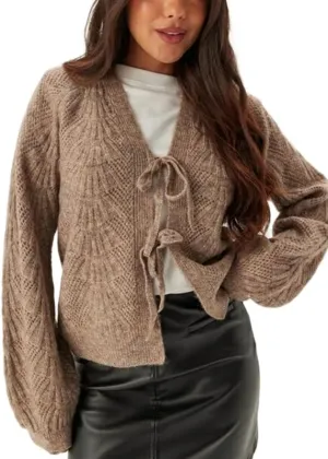 Women Y2k Tie Front Knitted Cardigan Sweater Long Sleeve Open Front Oversized Cardigan Knitwear Tops Streetwear