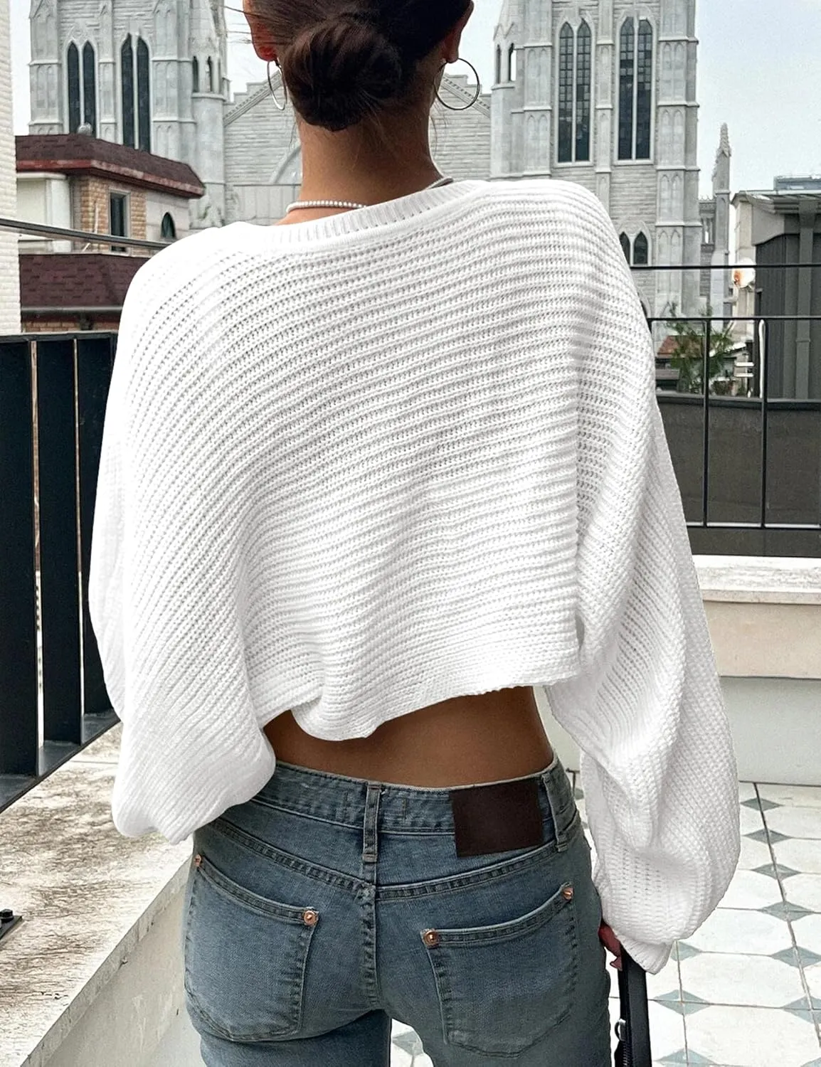 Womens Bolero Shrug Sweaters Long Sleeve Open Front Rib Knit Cropped Cardigan Sweater
