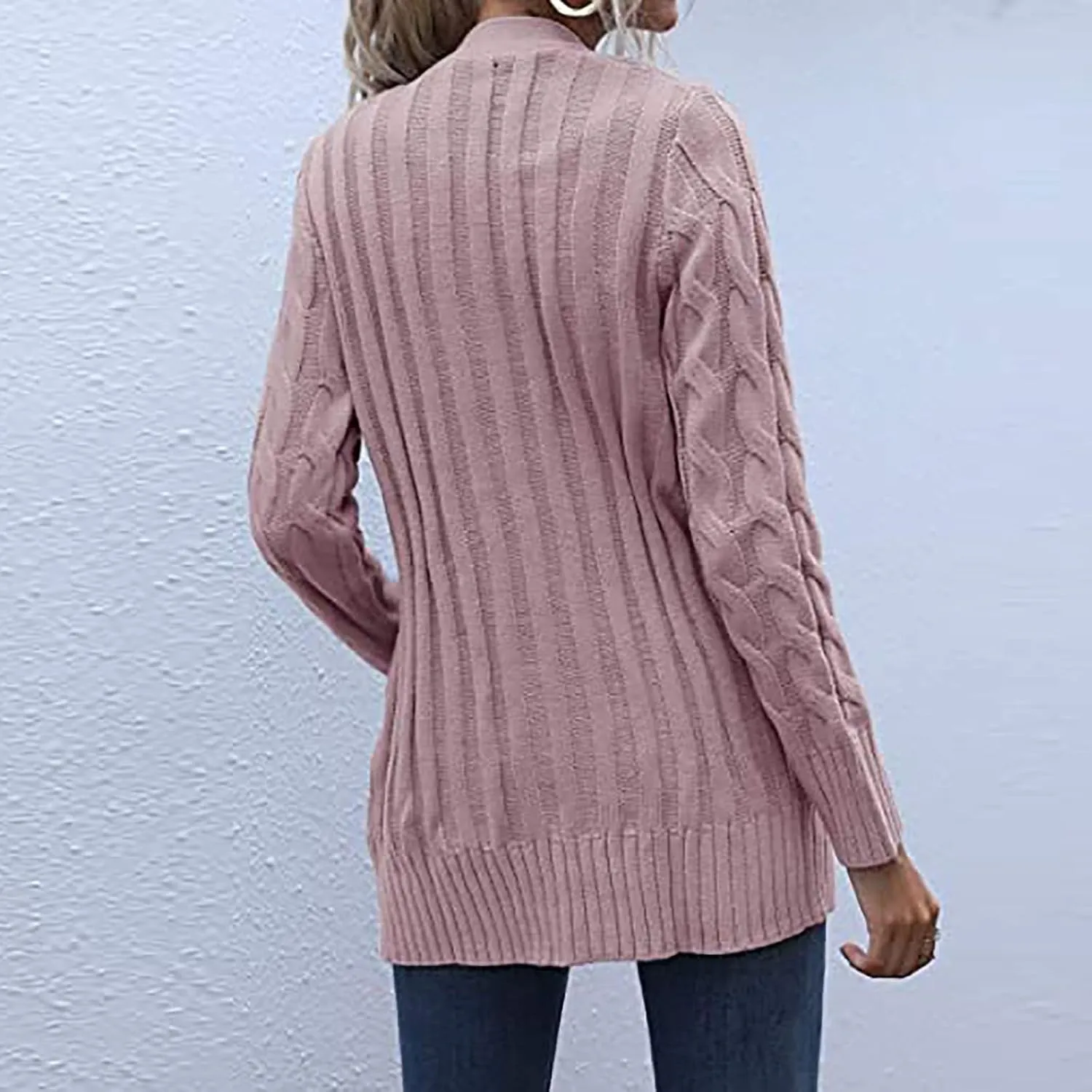 Women's Cardigan Chunky Open Front Button Sweaters with Pockets Loose Slouchy Oversized Fall Outerwear Coat