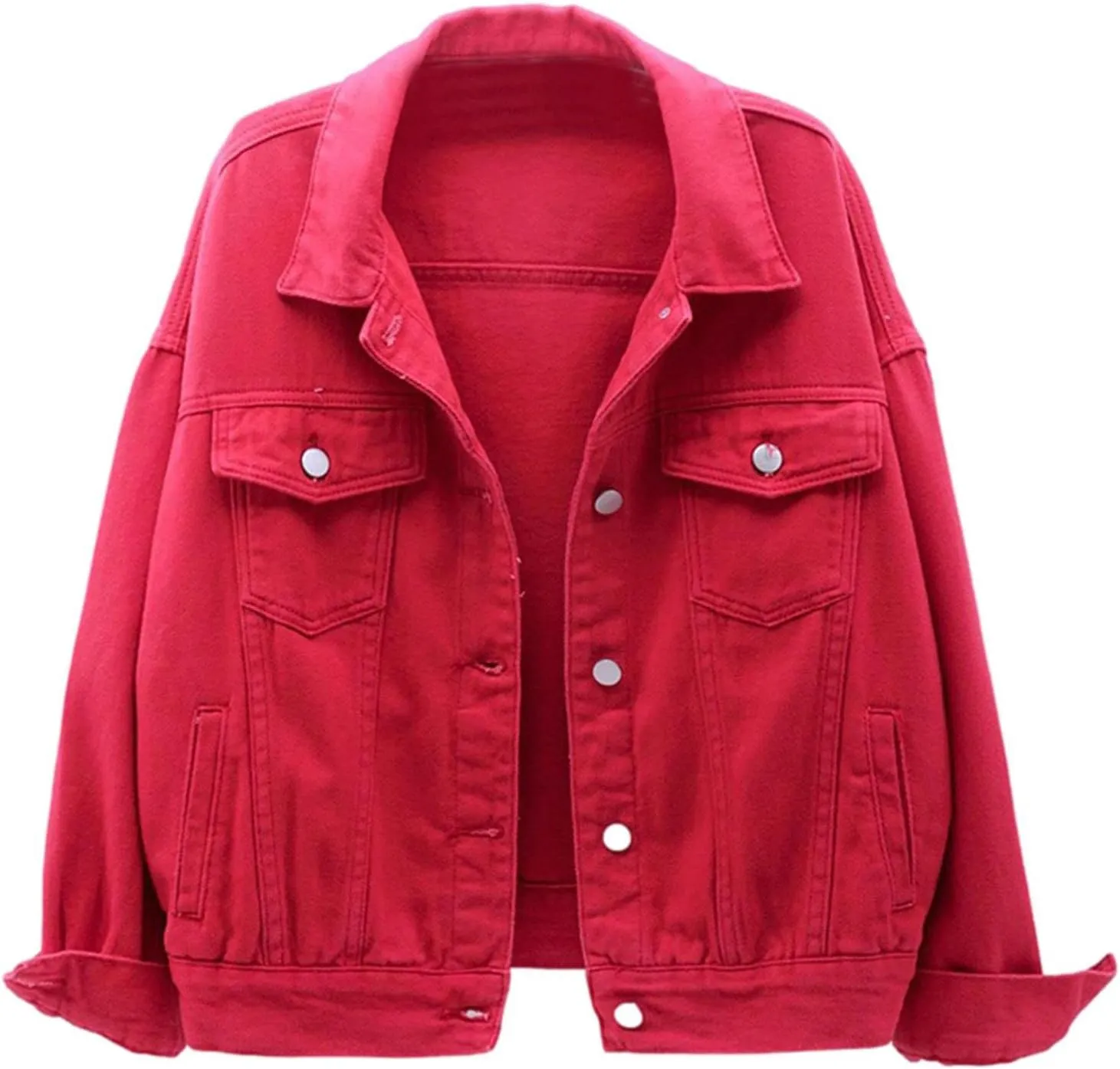 Womens Casual Cute Solid Long Sleeve Denim Jean Trucker Jacket Coat Outerwear