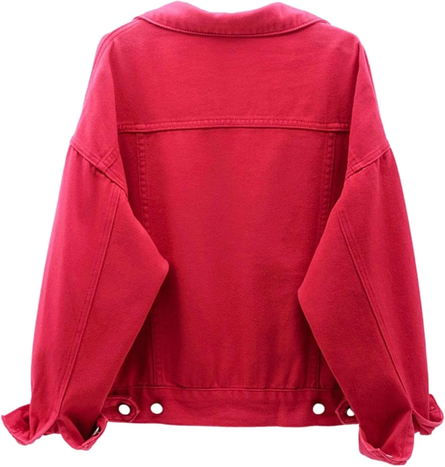 Womens Casual Cute Solid Long Sleeve Denim Jean Trucker Jacket Coat Outerwear