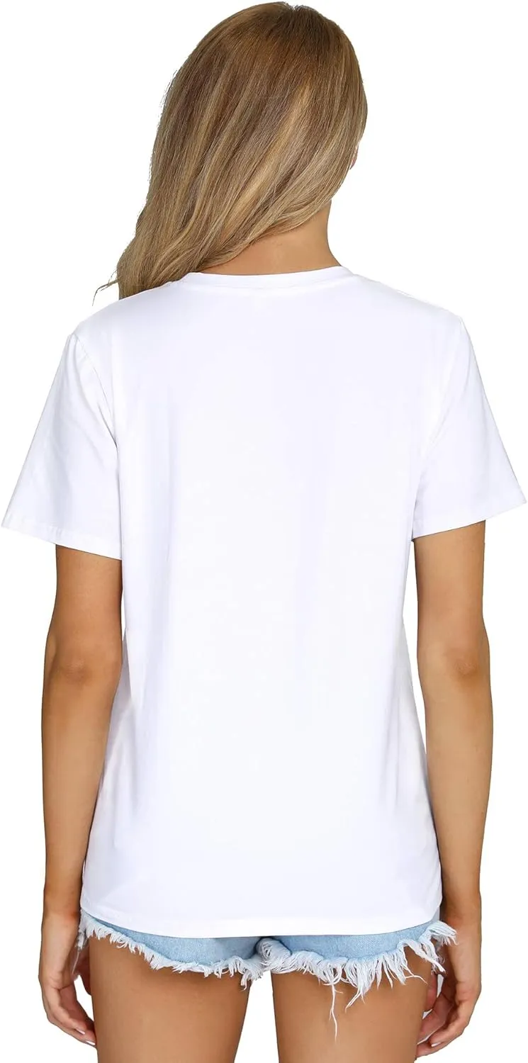 Women's Casual Loose Short Sleeve Crewneck T-Shirts Solid Color Basic Summer Tops
