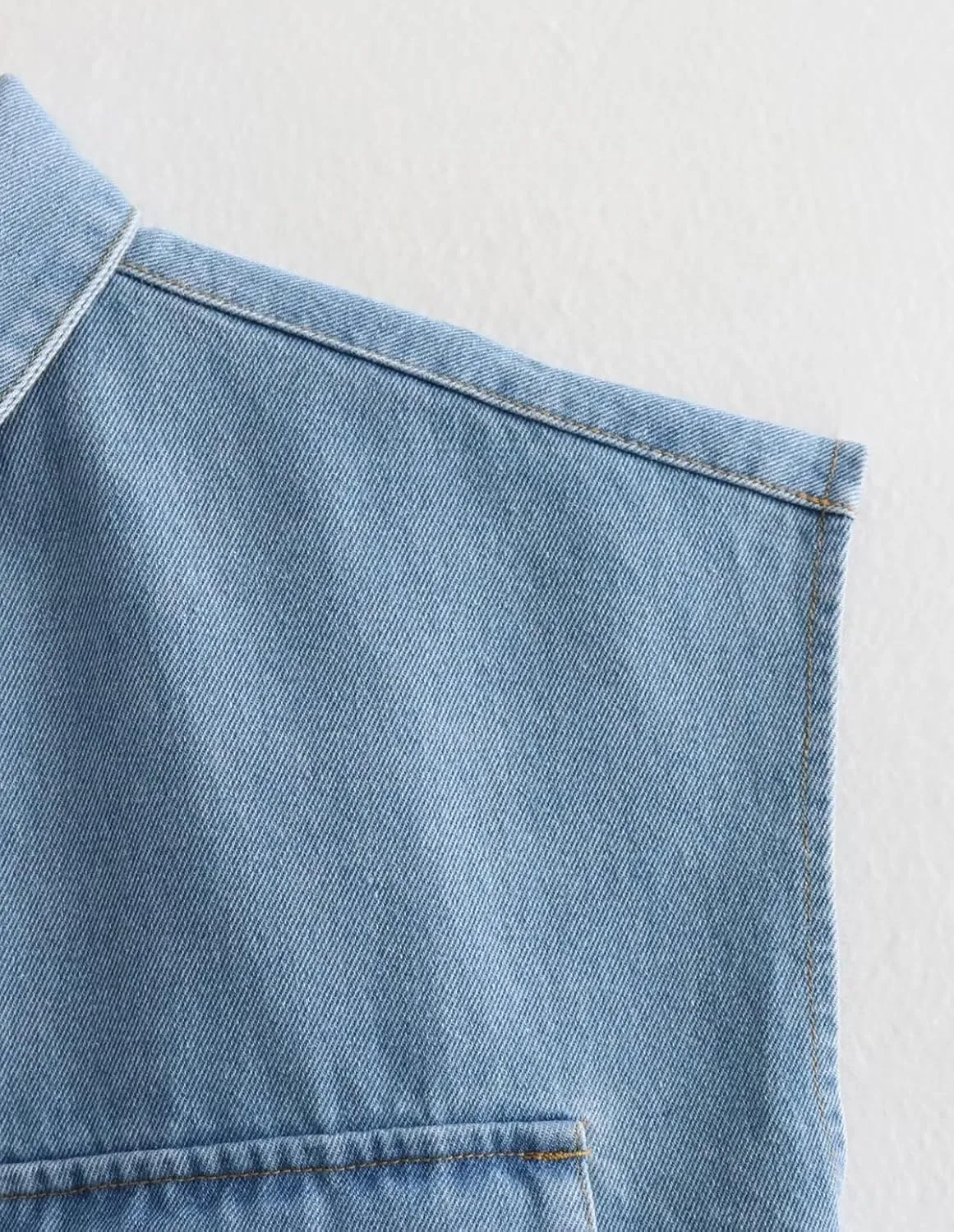 Women's Denim Cropped Jacket Summer Button Down Vest Sleeveless Going Out Tops