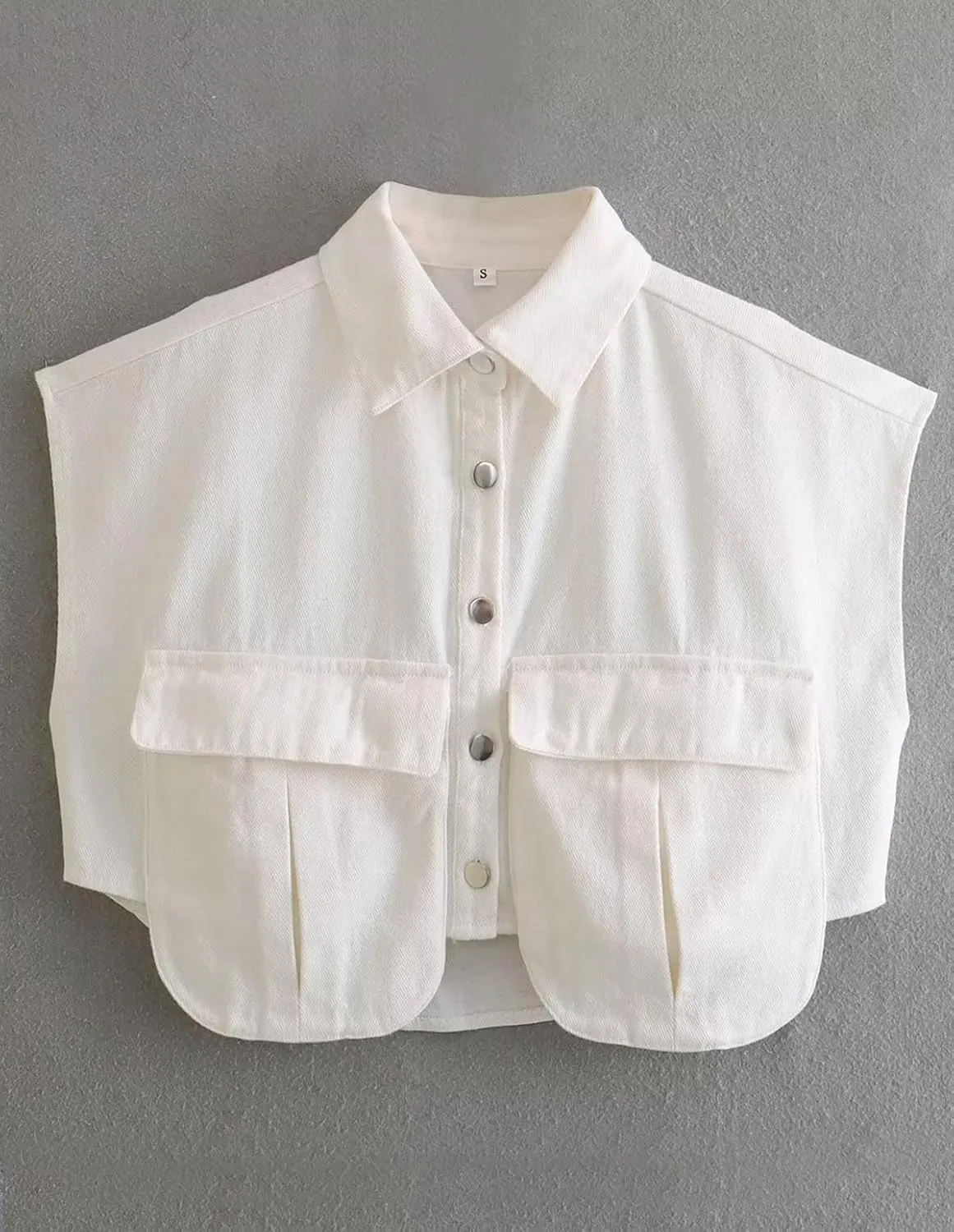 Women's Denim Cropped Jacket Summer Button Down Vest Sleeveless Going Out Tops