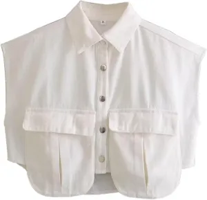 Women's Denim Cropped Jacket Summer Button Down Vest Sleeveless Going Out Tops