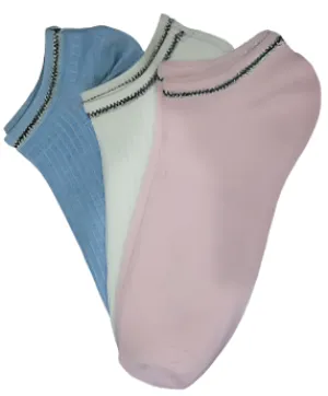 Women's fashionable silver-edged short socks (three pairs)