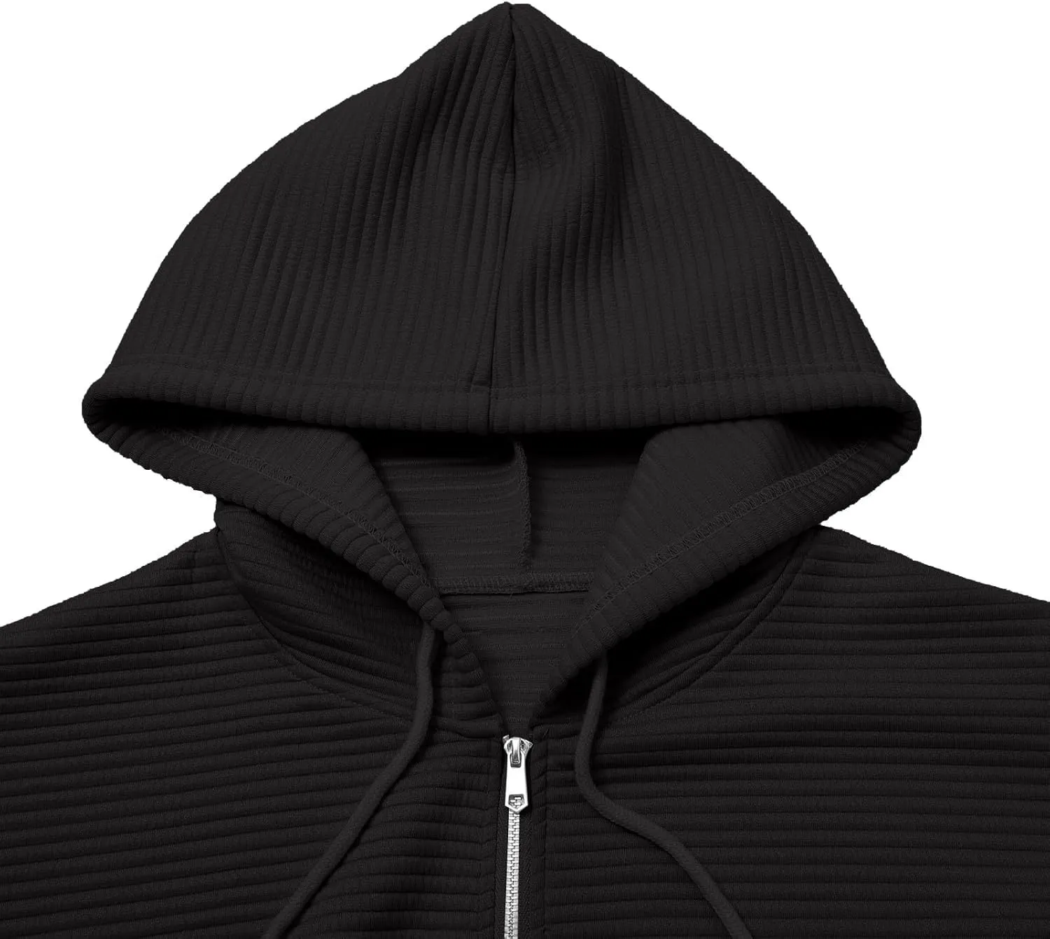 Womens Full Zip Up Hoodie Loose Fit Hooded Oversized Sweatshirt Casual Fall Long Sleeve Quilted Jackets with Pockets