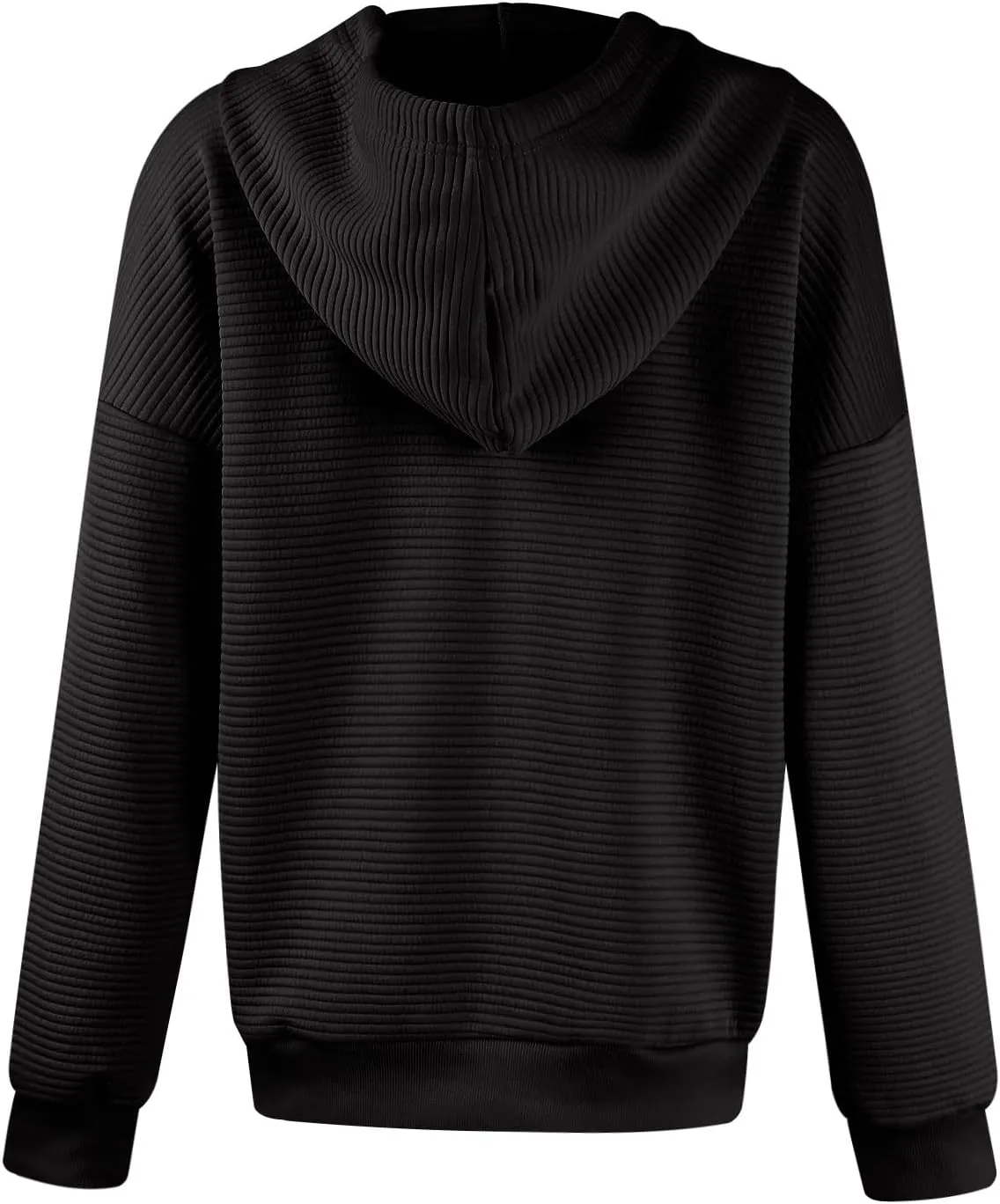 Womens Full Zip Up Hoodie Loose Fit Hooded Oversized Sweatshirt Casual Fall Long Sleeve Quilted Jackets with Pockets