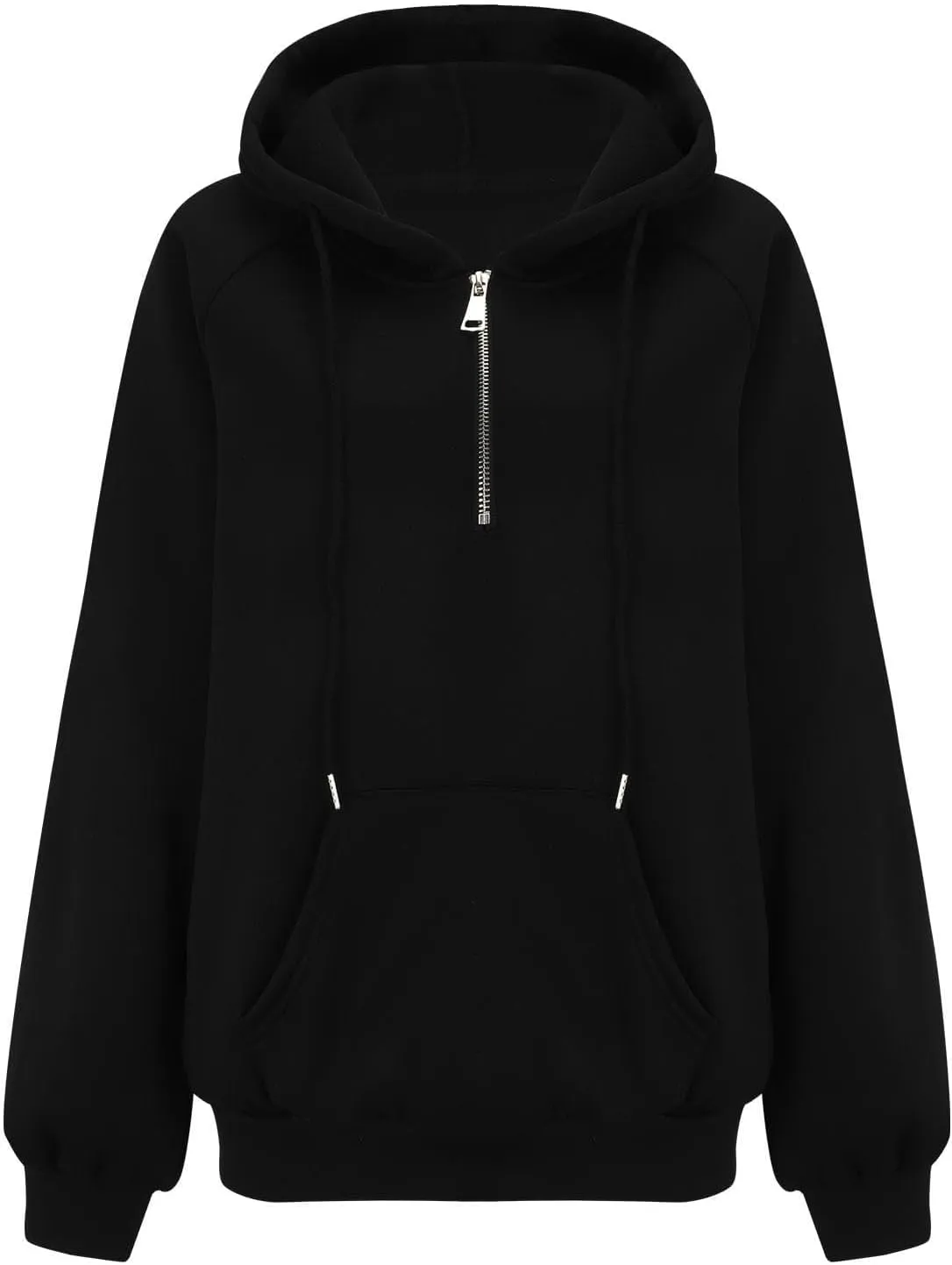 Womens Half Zip Hoodies Cropped Pullover Casual Long Sleeve Hooded Sweatshirts Quarter Zipper Sweatshirt Fall Clothes