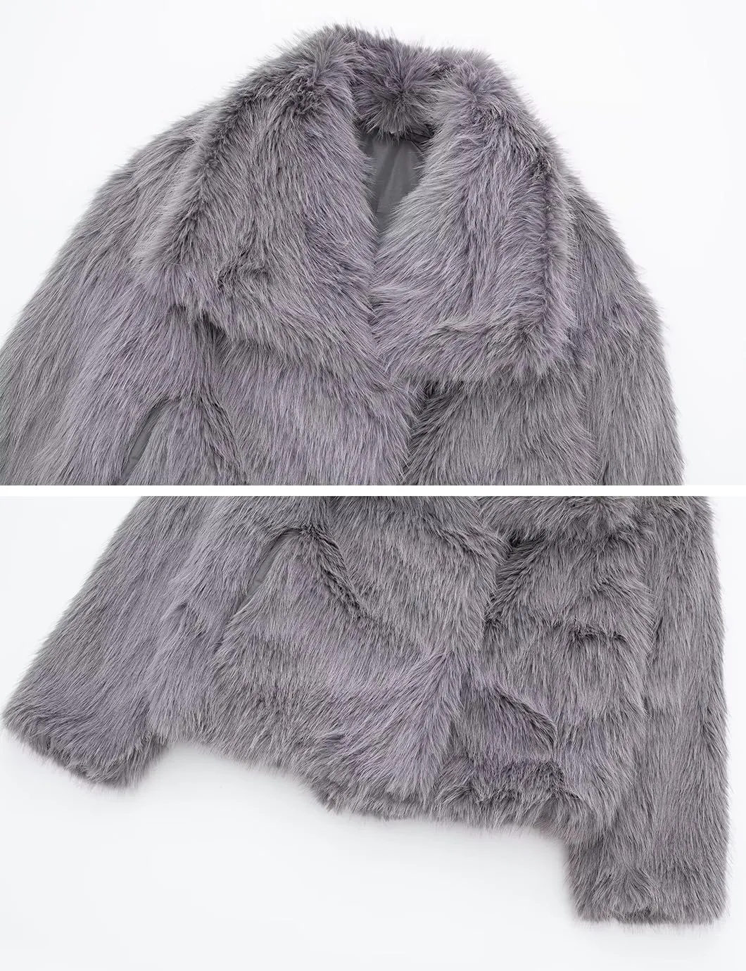 Women's Lapel Faux Fur Jackets Winter Warm Long Sleeve Coats Open Front Fluffy Outerwear