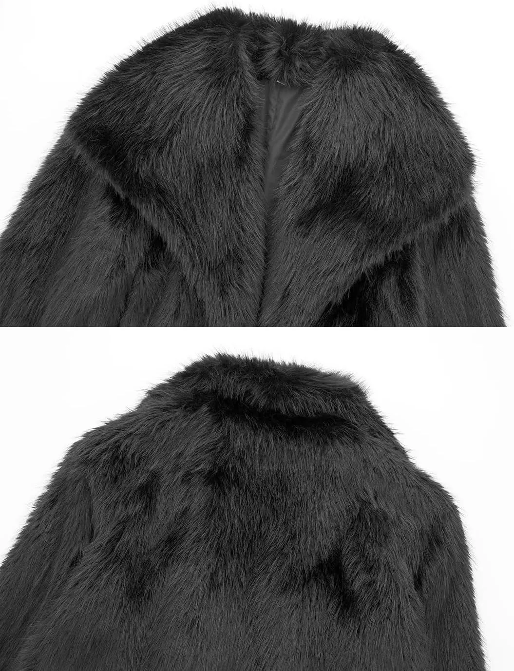 Women's Lapel Faux Fur Jackets Winter Warm Long Sleeve Coats Open Front Fluffy Outerwear