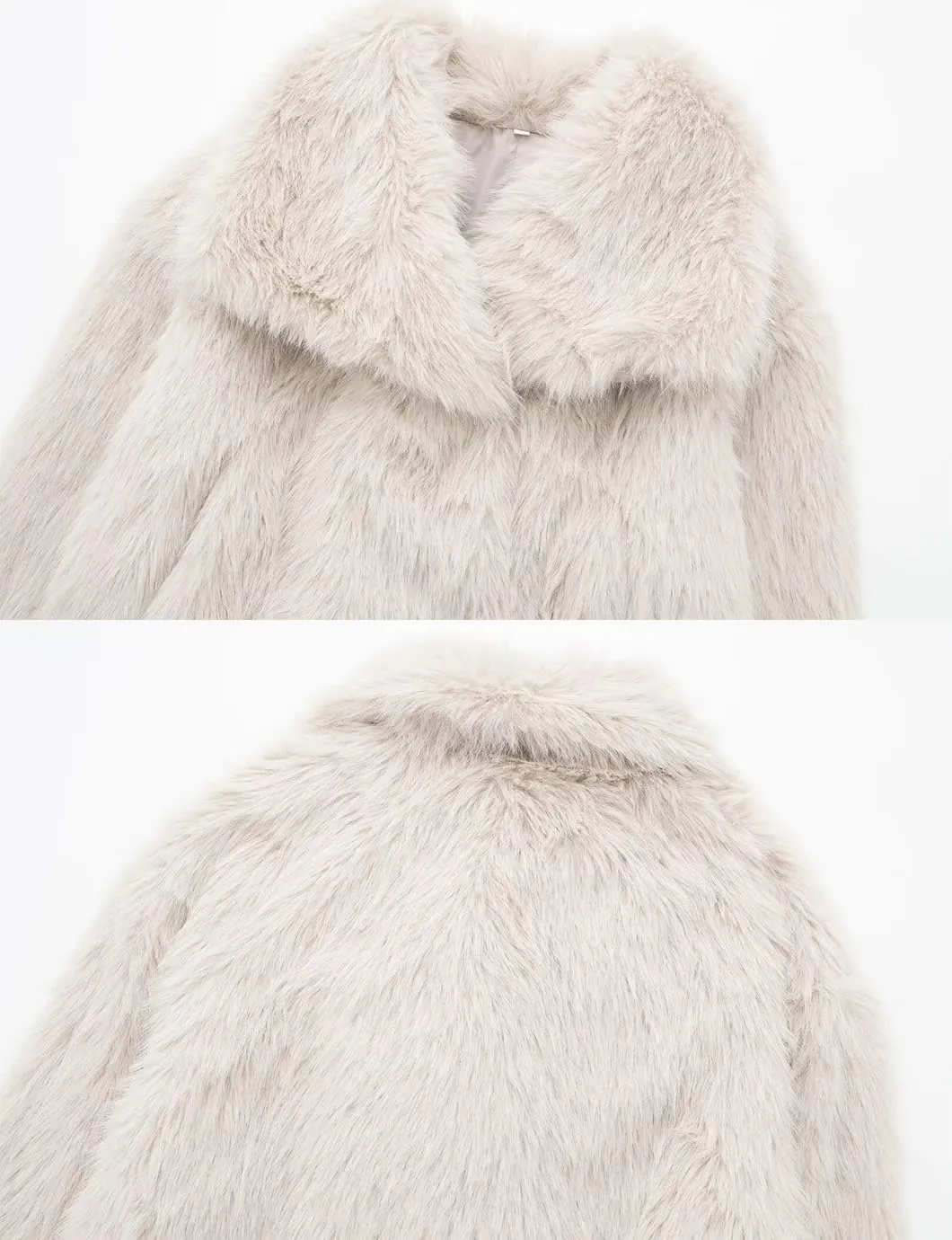 Women's Lapel Faux Fur Jackets Winter Warm Long Sleeve Coats Open Front Fluffy Outerwear