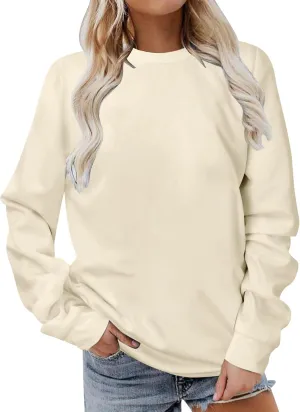 Womens Long Sleeve Crewneck Sweatshirt Fall Fashion 2024 Dressy Casual Loose Comfy Pullover Tops Regular Fit