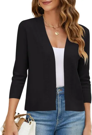 Womens Long Sleeve Open Front Knit Crop Bolero Cardigan Sweater Shrug for Dress