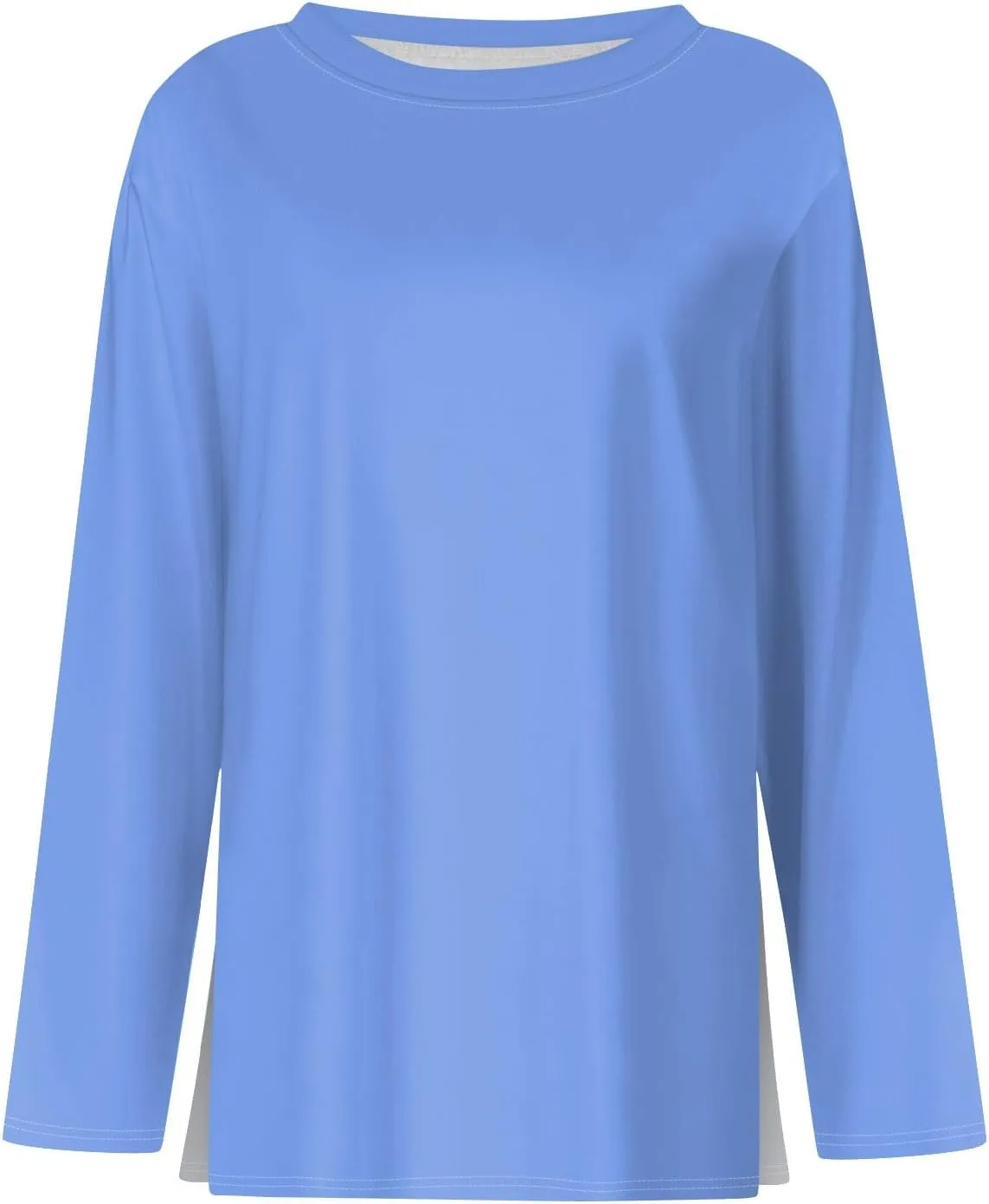 Women's Long Sleeve Tops 2024 Fall Dressy Casual Blouses Crewneck Oversized Tunic Shirts Striped