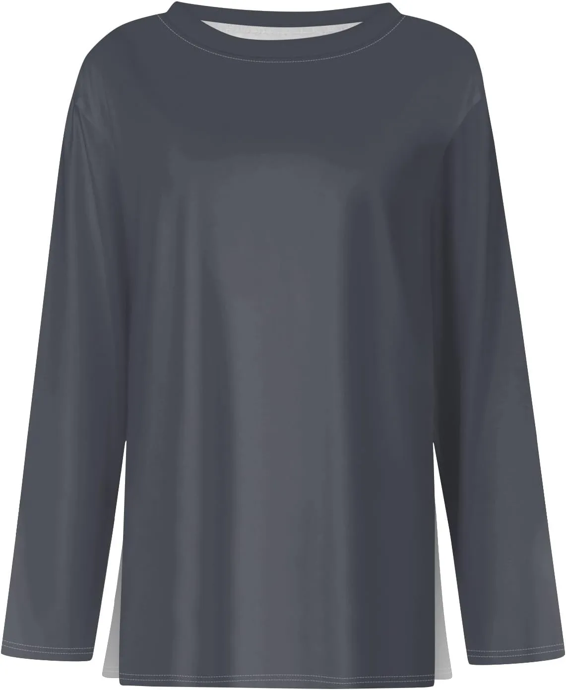 Women's Long Sleeve Tops 2024 Fall Dressy Casual Blouses Crewneck Oversized Tunic Shirts Striped