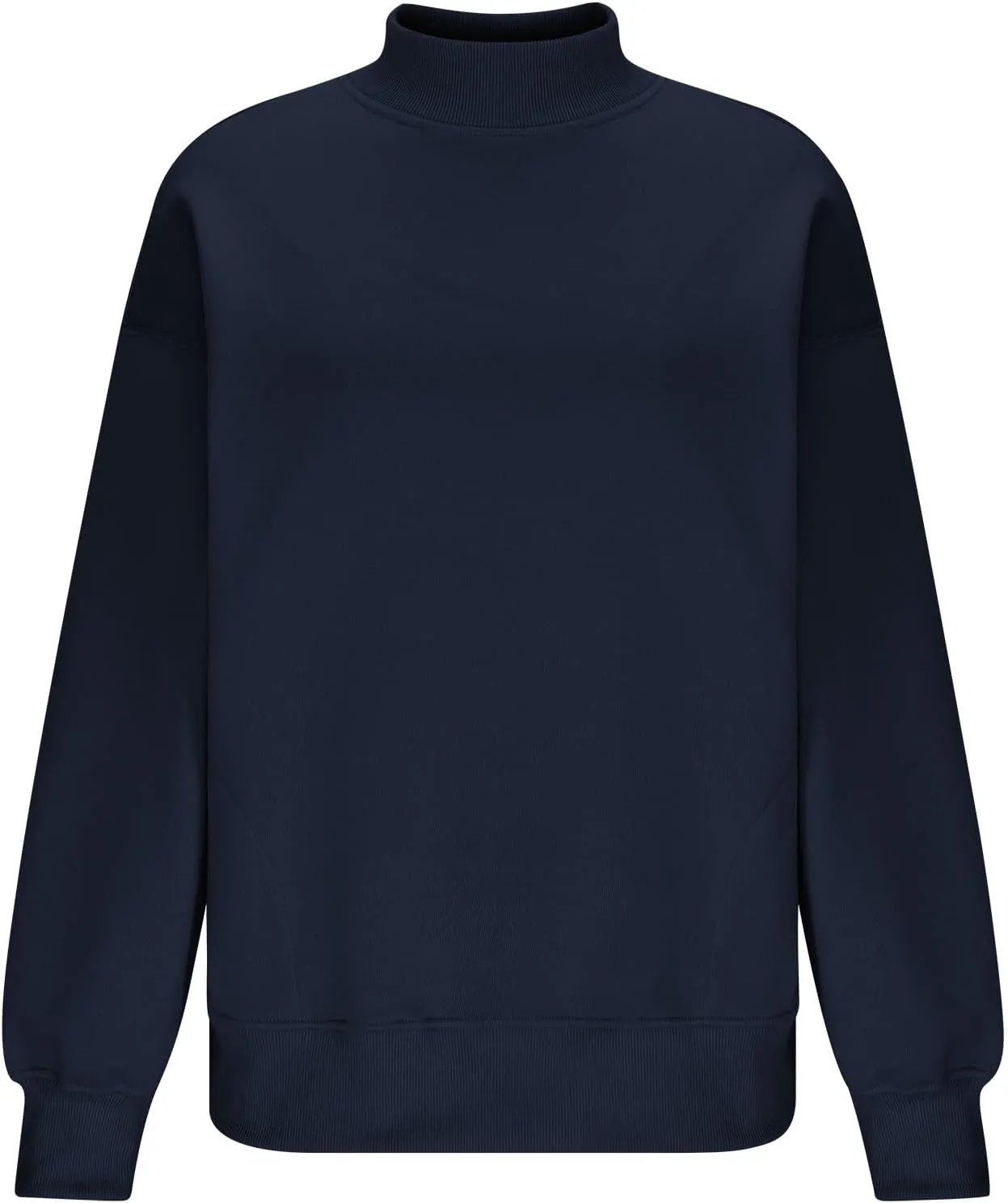 Womens Mock Neck Oversized Sweatshirts with Pockets Fleece Tops Pullover No Hood Sweater for Cold Freezing Weather