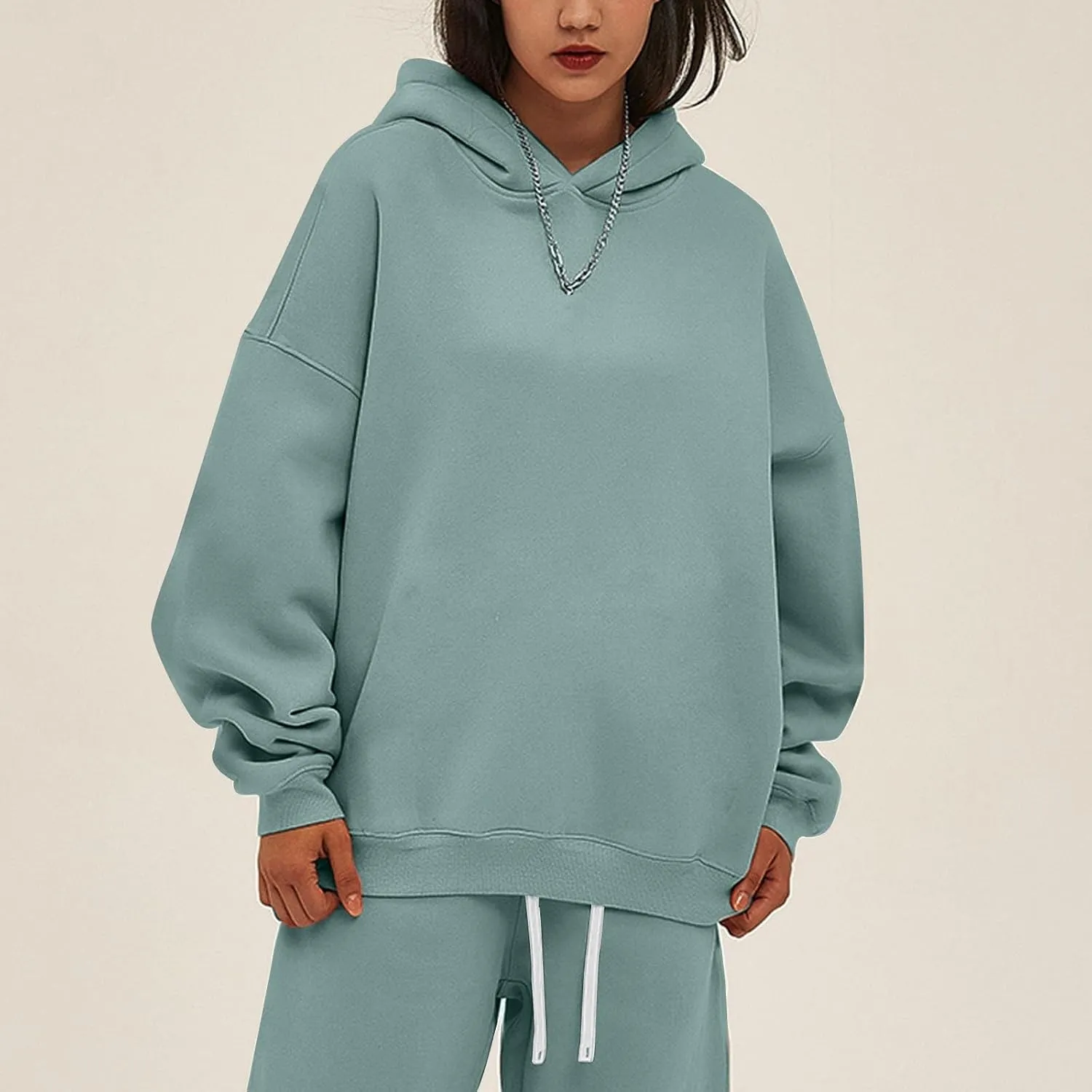 Womens Oversized Hoodies Pullover Comfy Fleece Lined Hooded Sweatshirts Drop Shoulder Winter Sweaters Y2k Hoodie