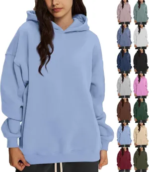 Womens Oversized Hoodies Pullover Comfy Fleece Lined Hooded Sweatshirts Drop Shoulder Winter Sweaters Y2k Hoodie