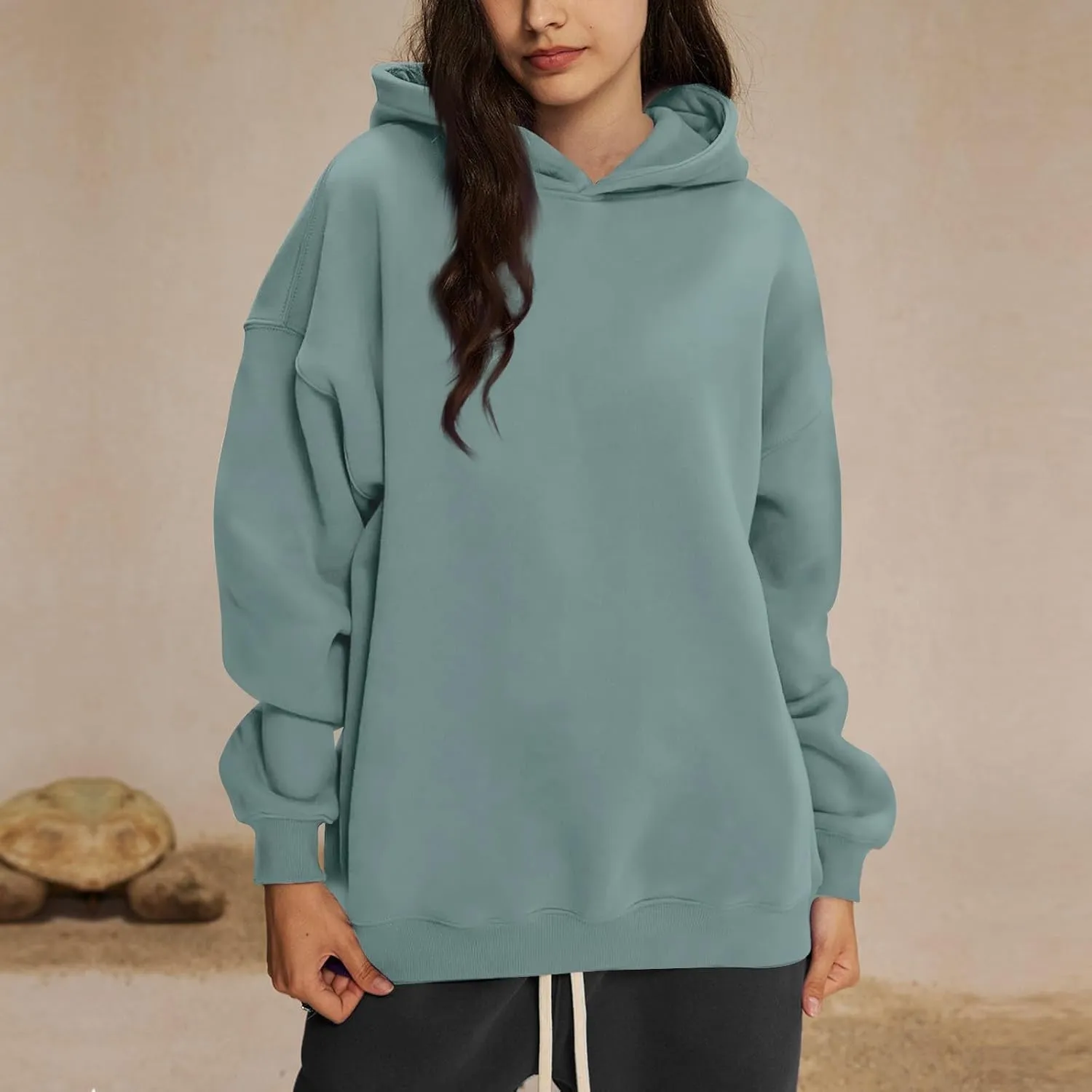 Womens Oversized Hoodies Pullover Comfy Fleece Lined Hooded Sweatshirts Drop Shoulder Winter Sweaters Y2k Hoodie