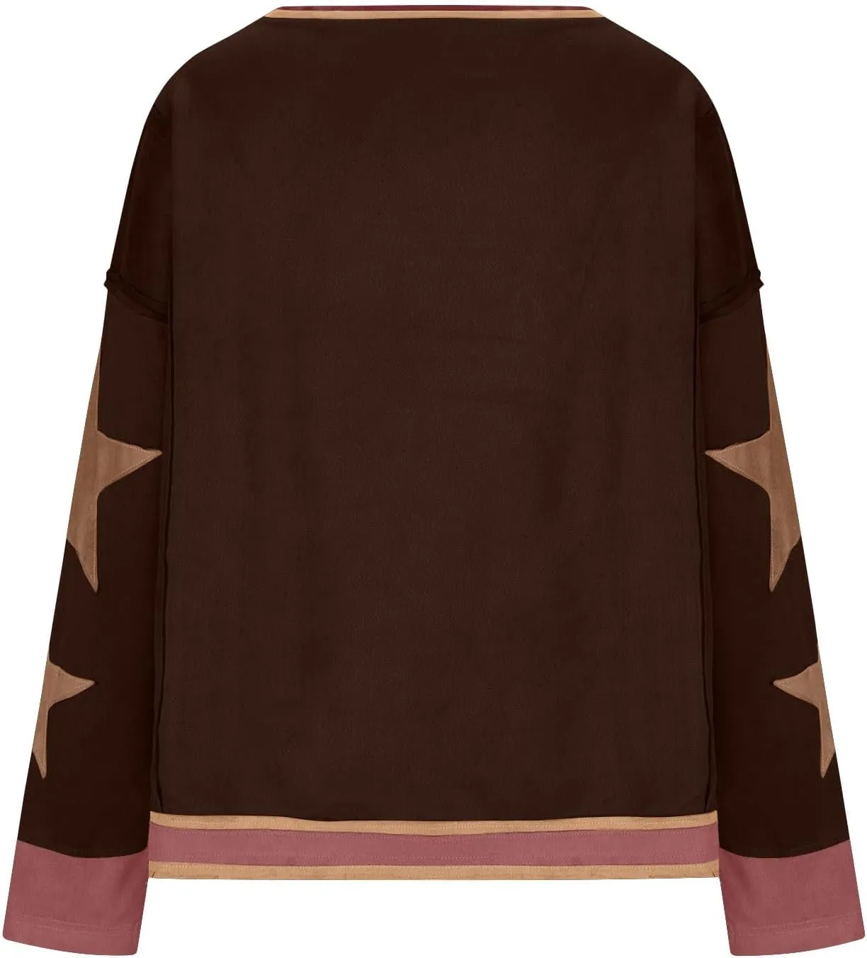 Women's Oversized Star Sweatshirt Long Sleeve Y2k Shirts Drop Shoulder Vintage Graphic Crewneck Jacket Preppy Clothes
