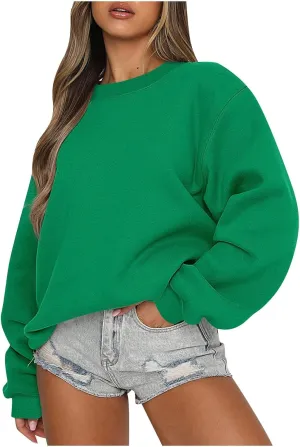 Womens Oversized Sweatshirts Loose Fit Trendy Crewneck Sweatshirts Casual Comfy Long Sleeve Pllover Tops