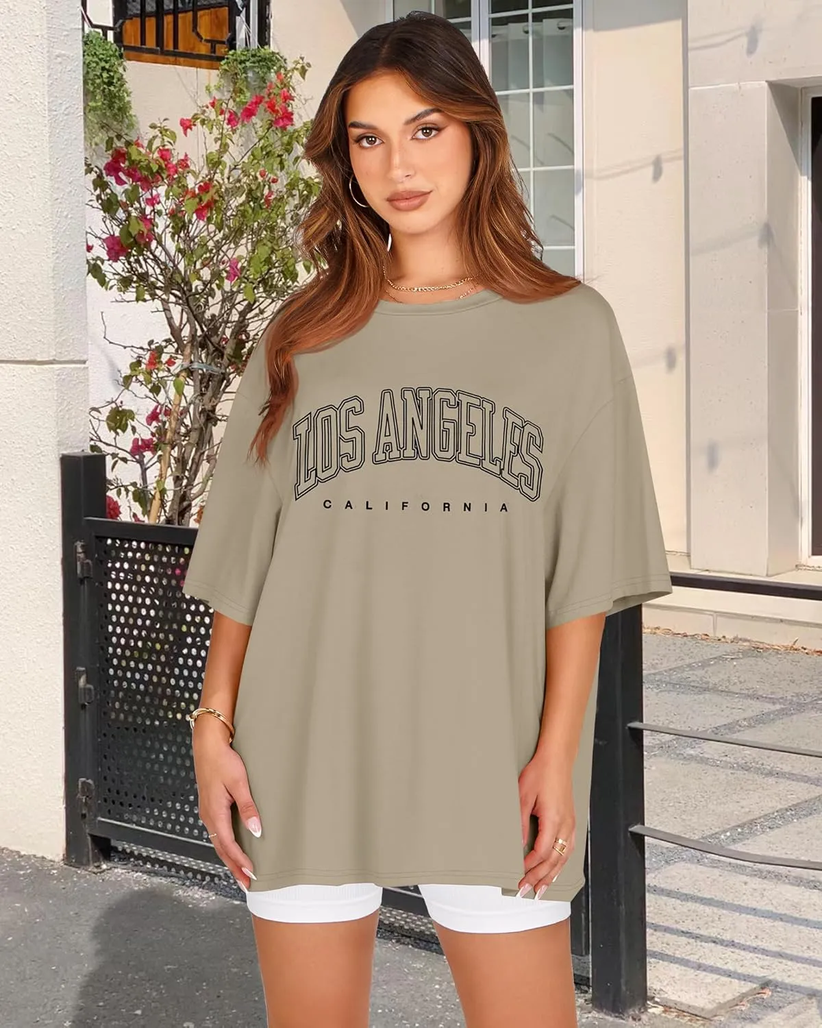 Womens Oversized Tshirt Graphic Tees Crew Neck Summer Short Sleeve Loose Fit Tops