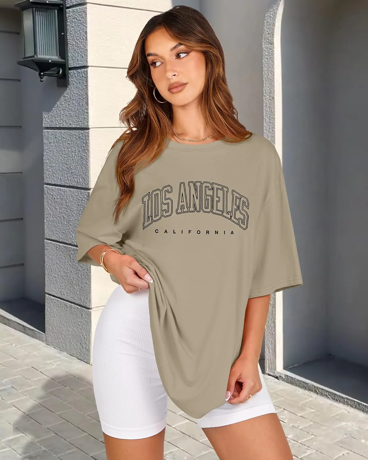Womens Oversized Tshirt Graphic Tees Crew Neck Summer Short Sleeve Loose Fit Tops