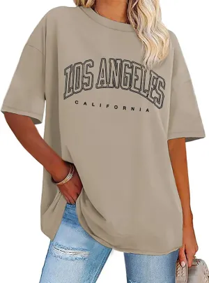 Womens Oversized Tshirt Graphic Tees Crew Neck Summer Short Sleeve Loose Fit Tops