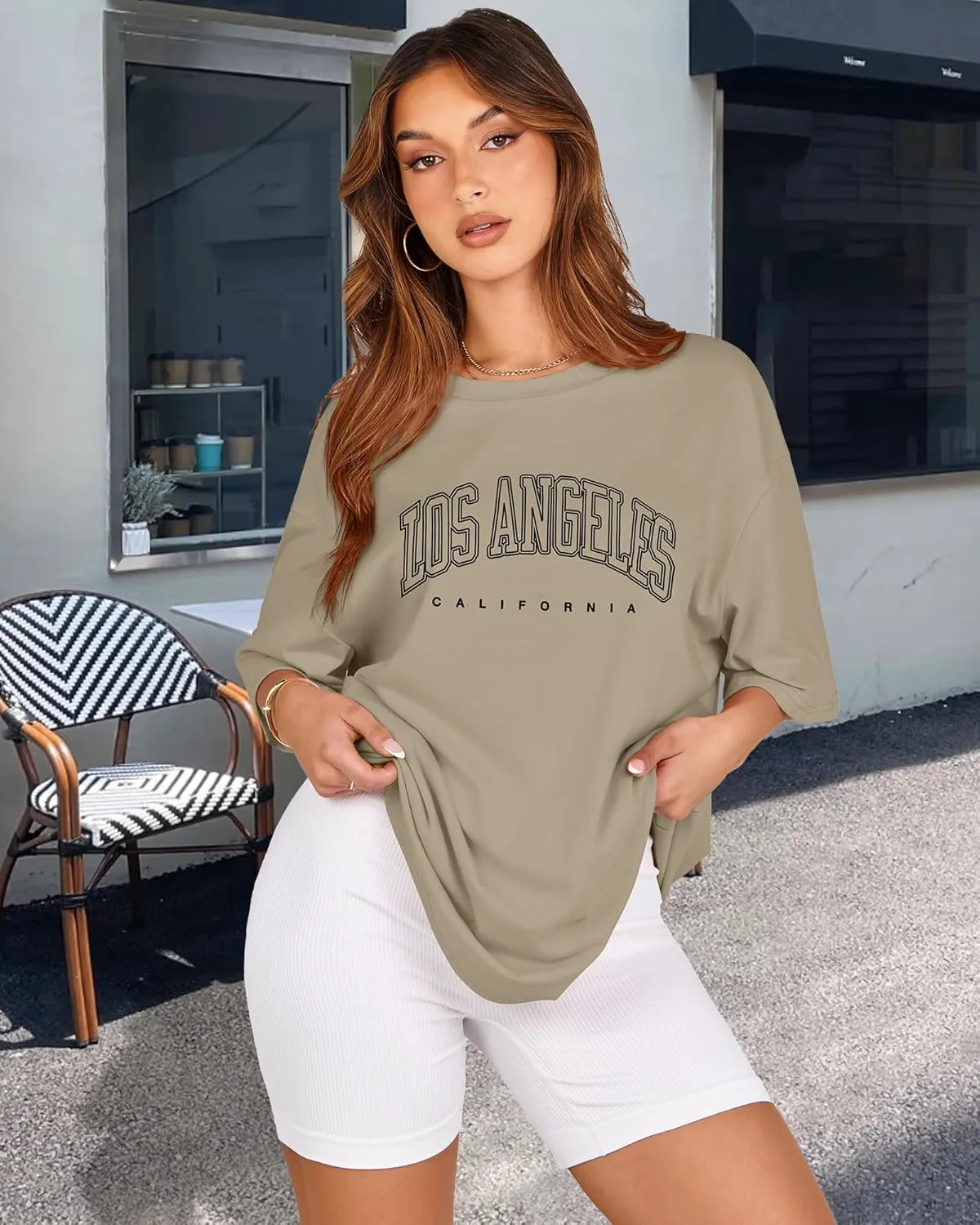 Womens Oversized Tshirt Graphic Tees Crew Neck Summer Short Sleeve Loose Fit Tops